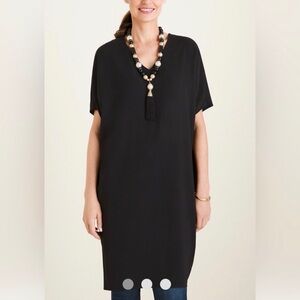 Chico’s Black Wedge Dress Kaftan Oversized Linen Loose Fit